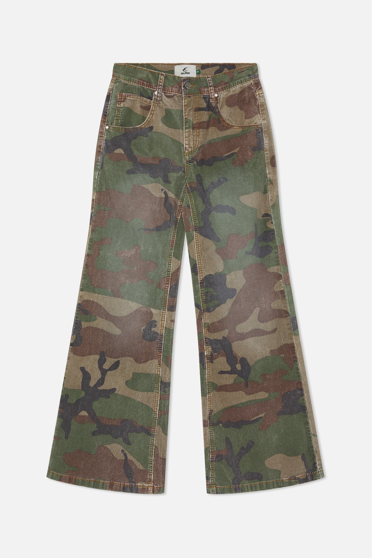 Corduroy Flared Camo Pants