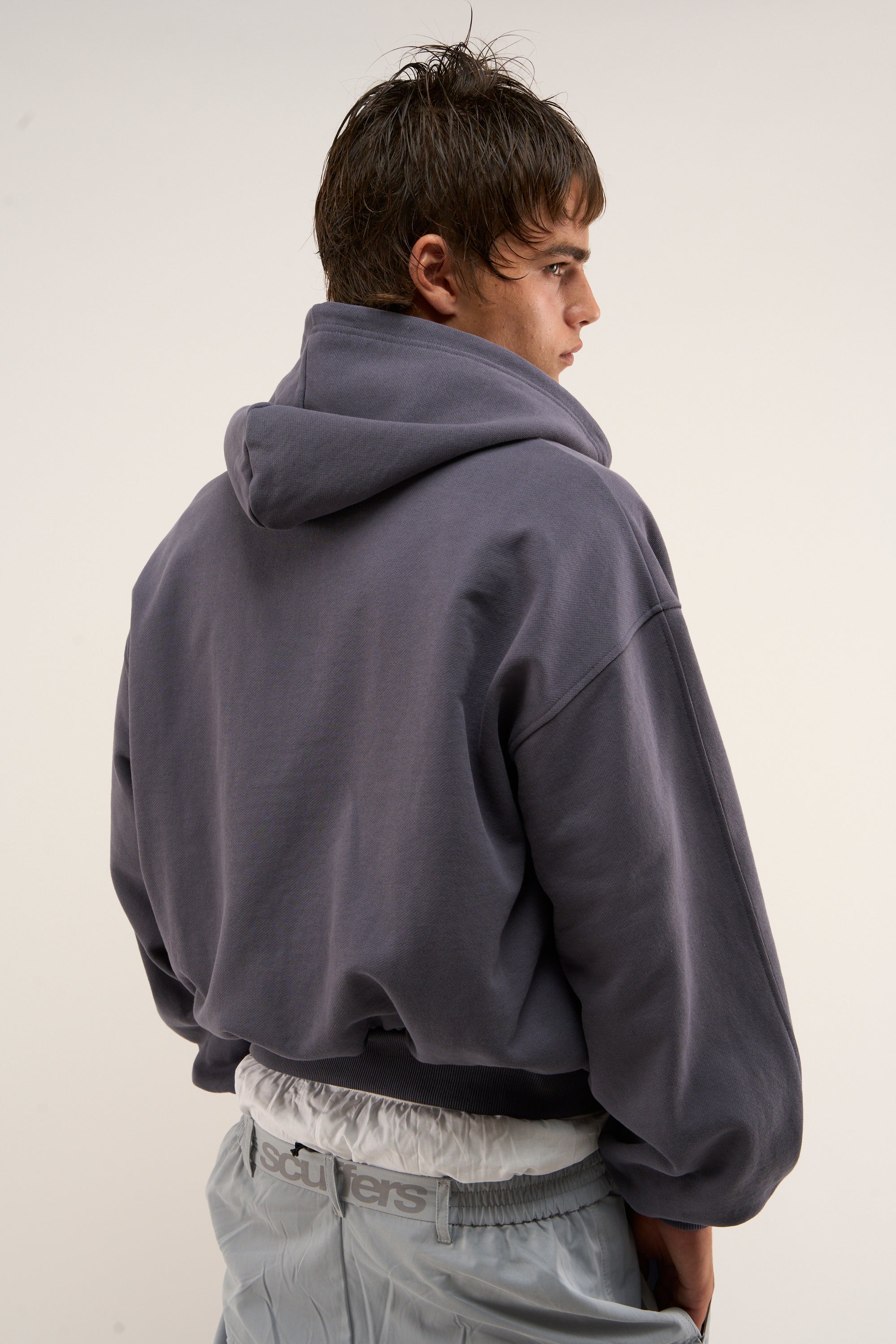 Logo Navy Zipped Hoodie