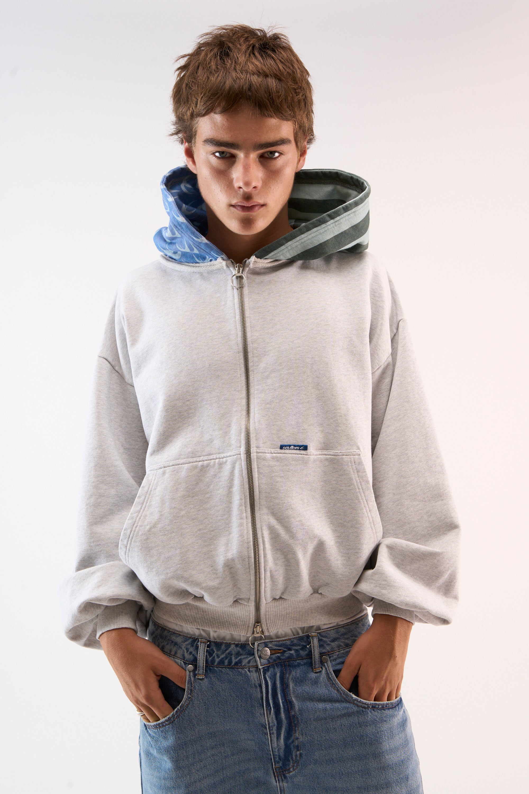 Nowhere Grey Melange Zipped Hoodie