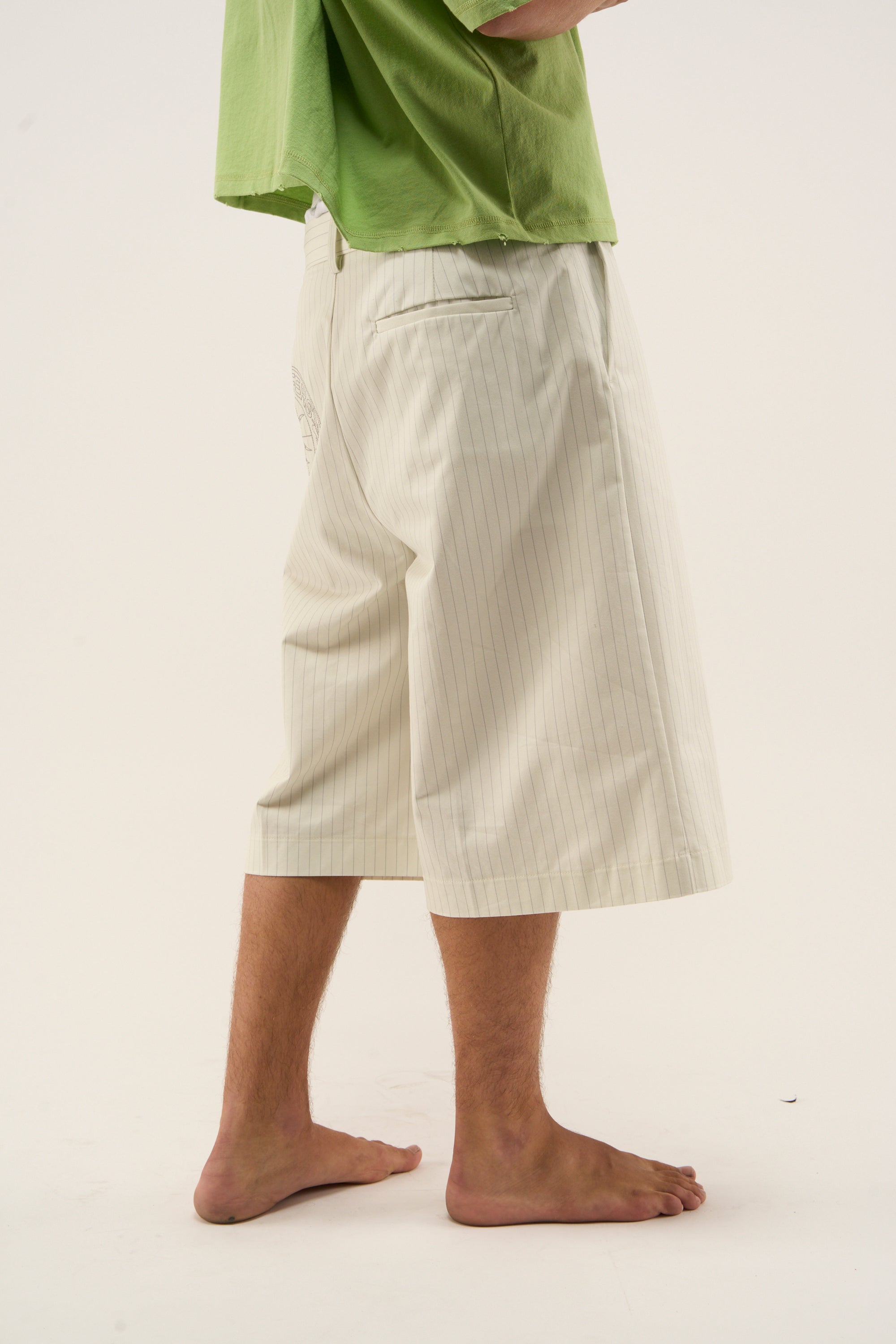 Maison Ecru Pinstripe Shorts