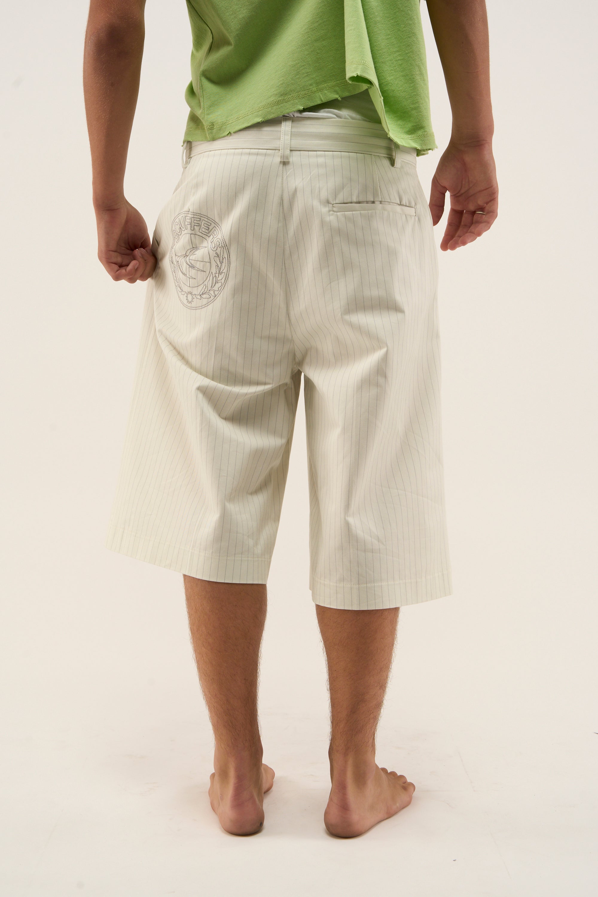 Maison Ecru Pinstripe Shorts