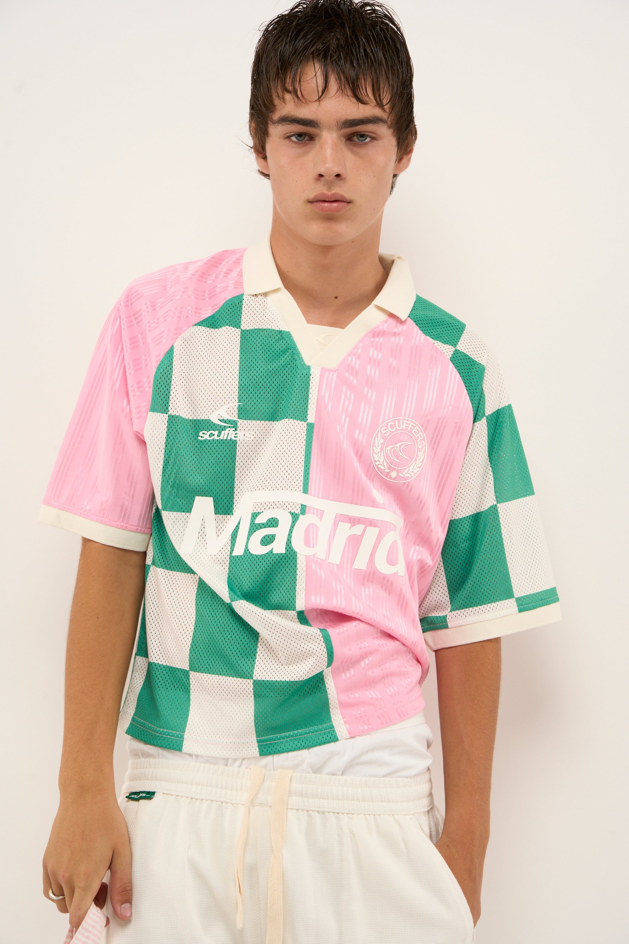 Madrid Pink & Checkered Football T-Shirt