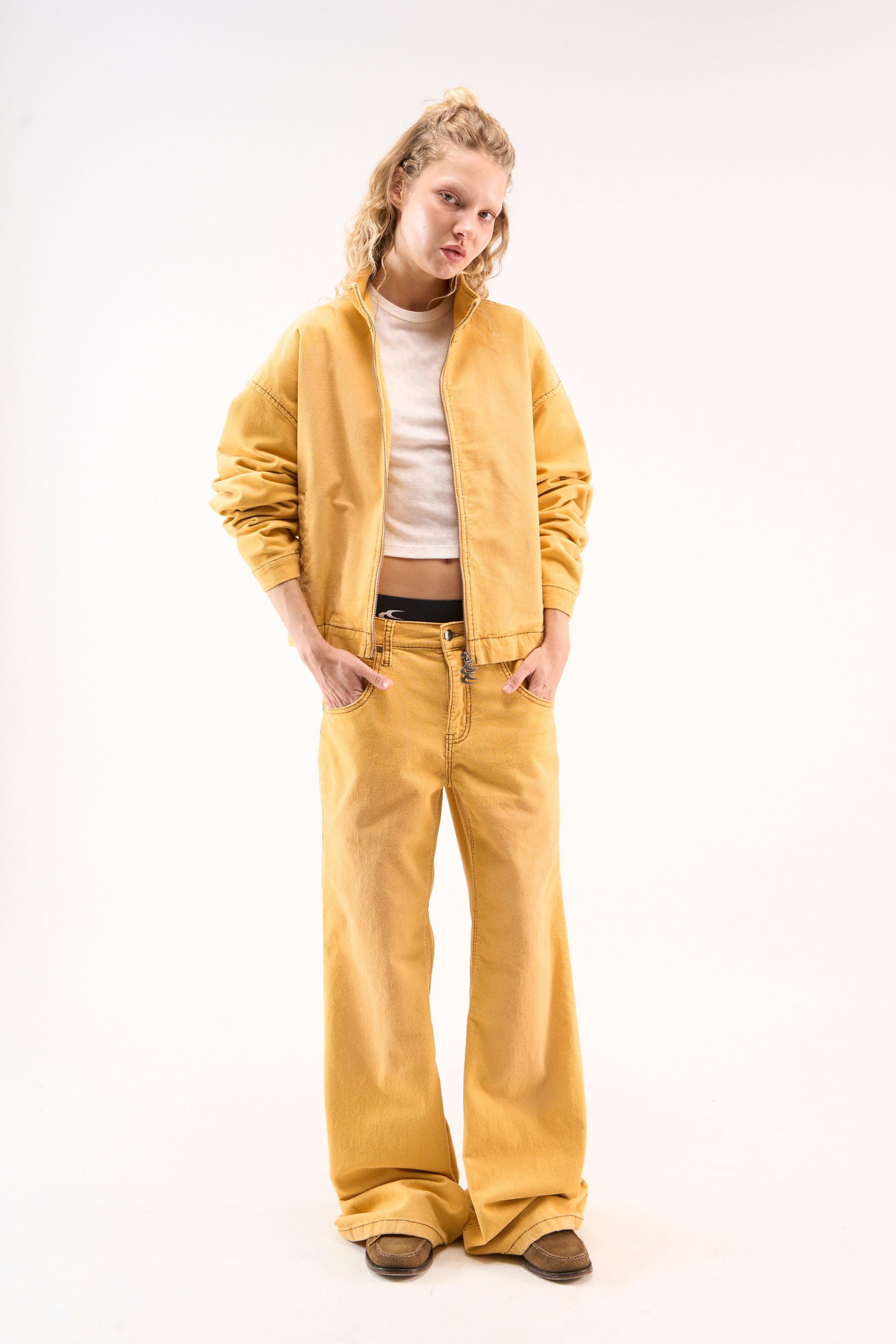 Corduroy Flared Yellow Jacket