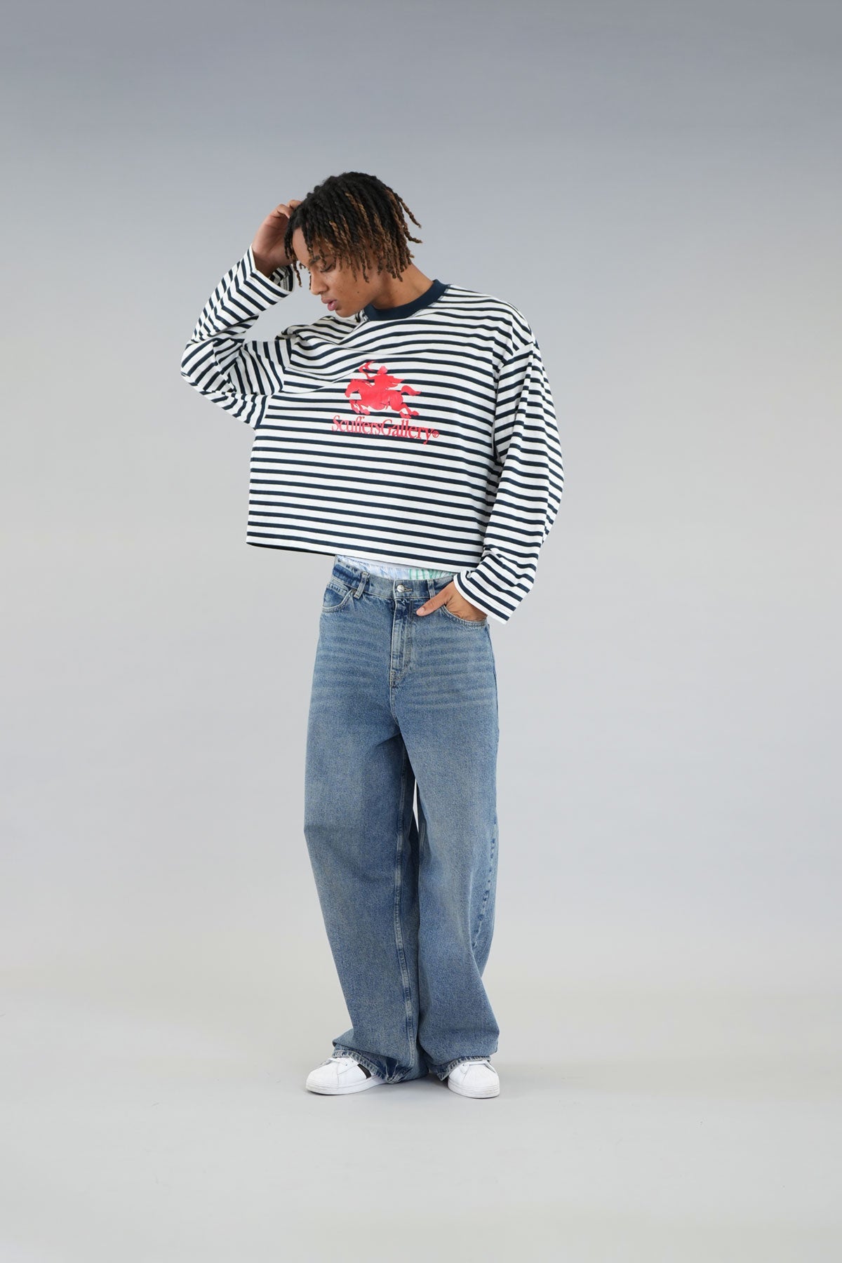 Emblem Striped Navy Longsleeve