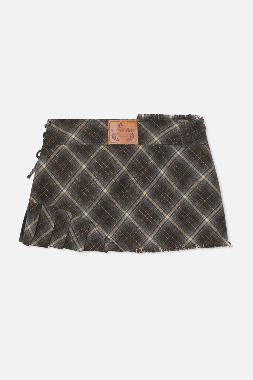 Pleat Blue Checkered Skirt