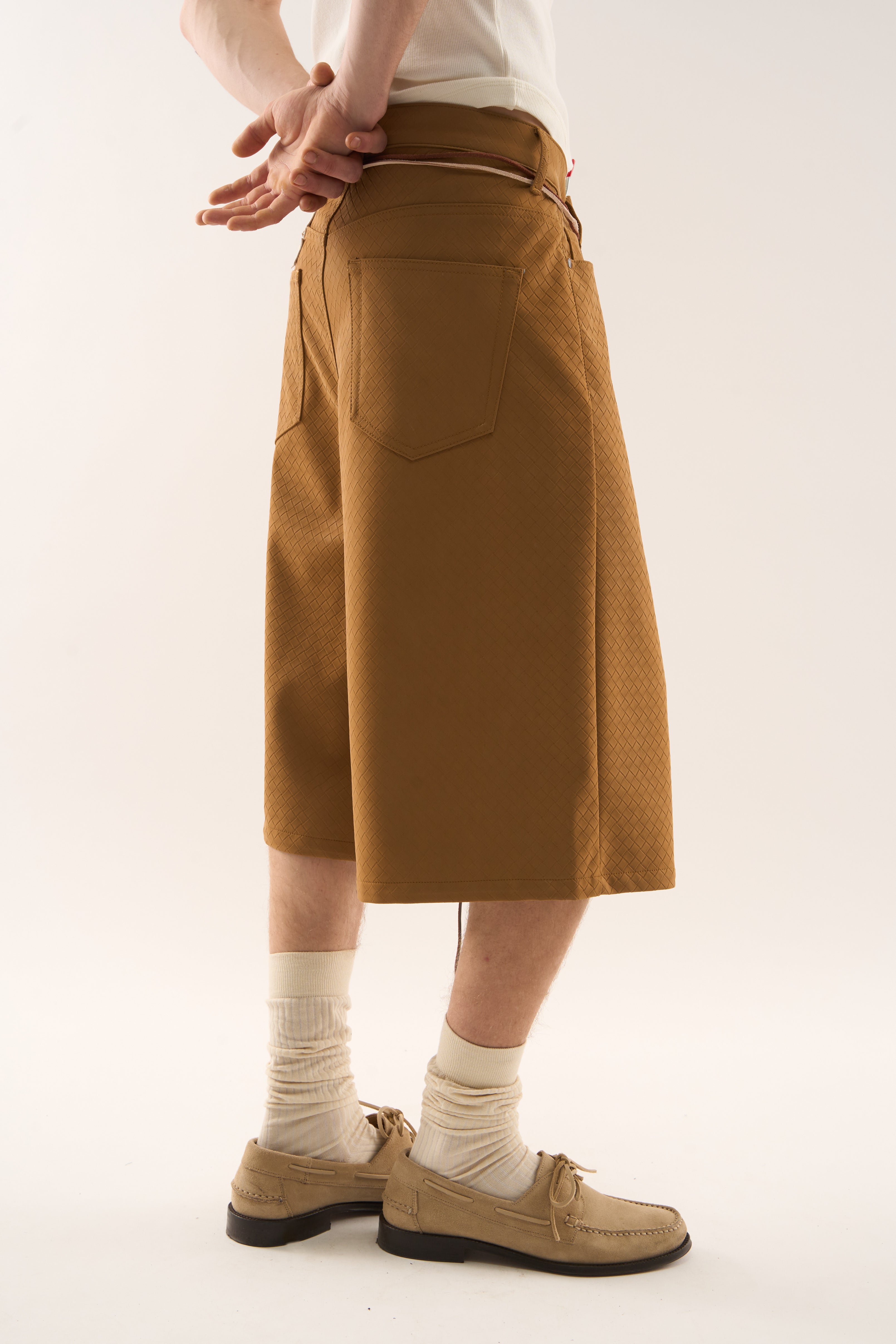 Braided Camel Jumbo Shorts