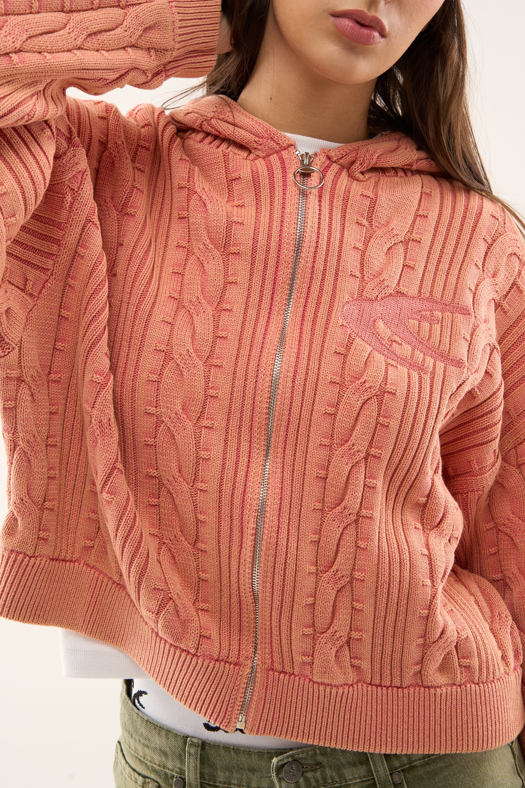 Latte Zipper Pink Knit
