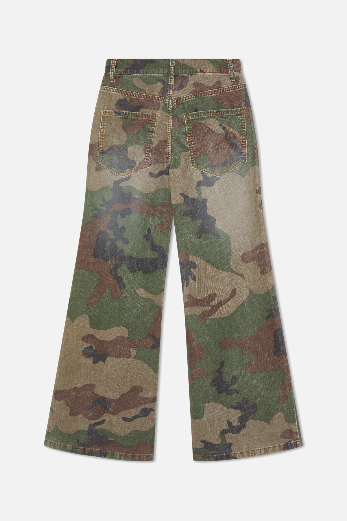 Corduroy Flared Camo Pants