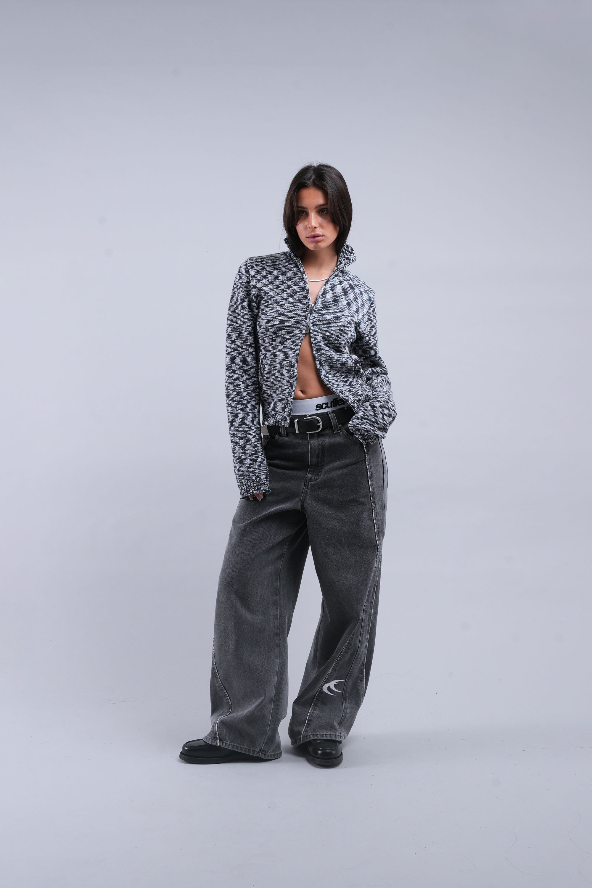 Tropic Grey Knit Zipper