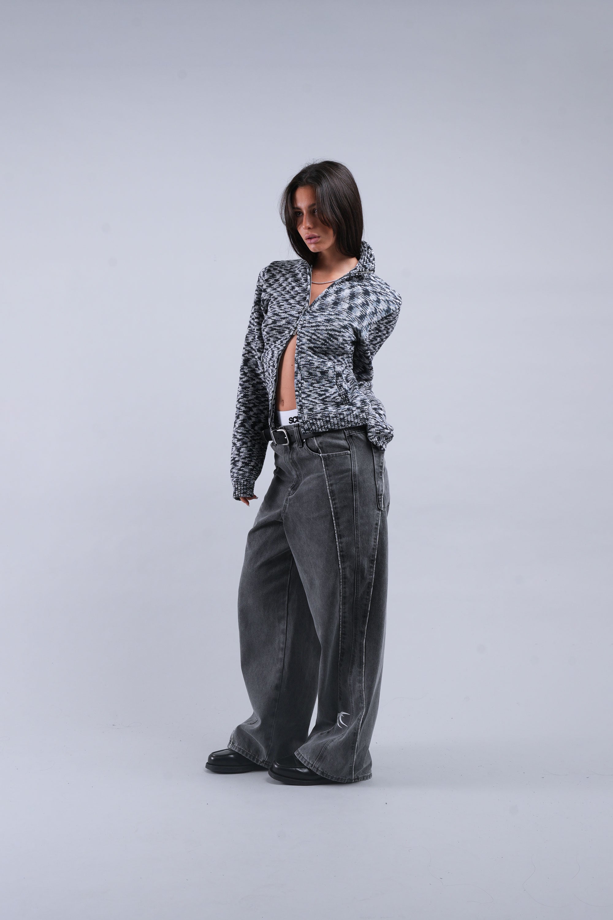 Tropic Grey Knit Zipper