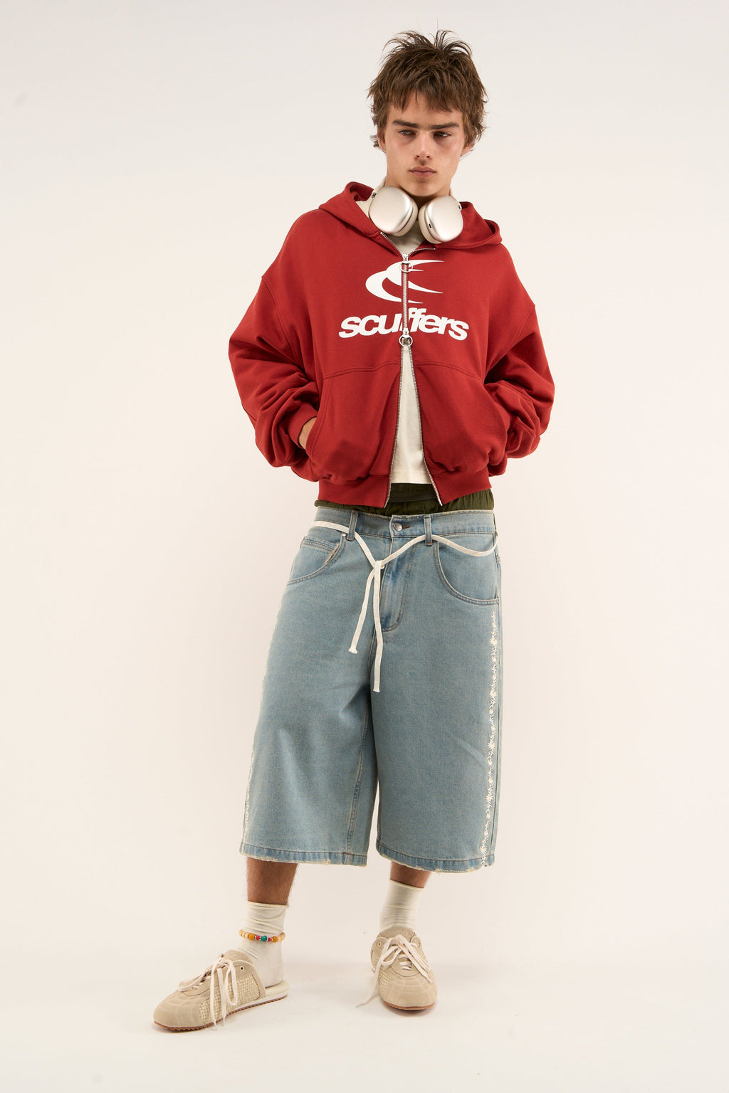 Logo Red Zipped Hoodie