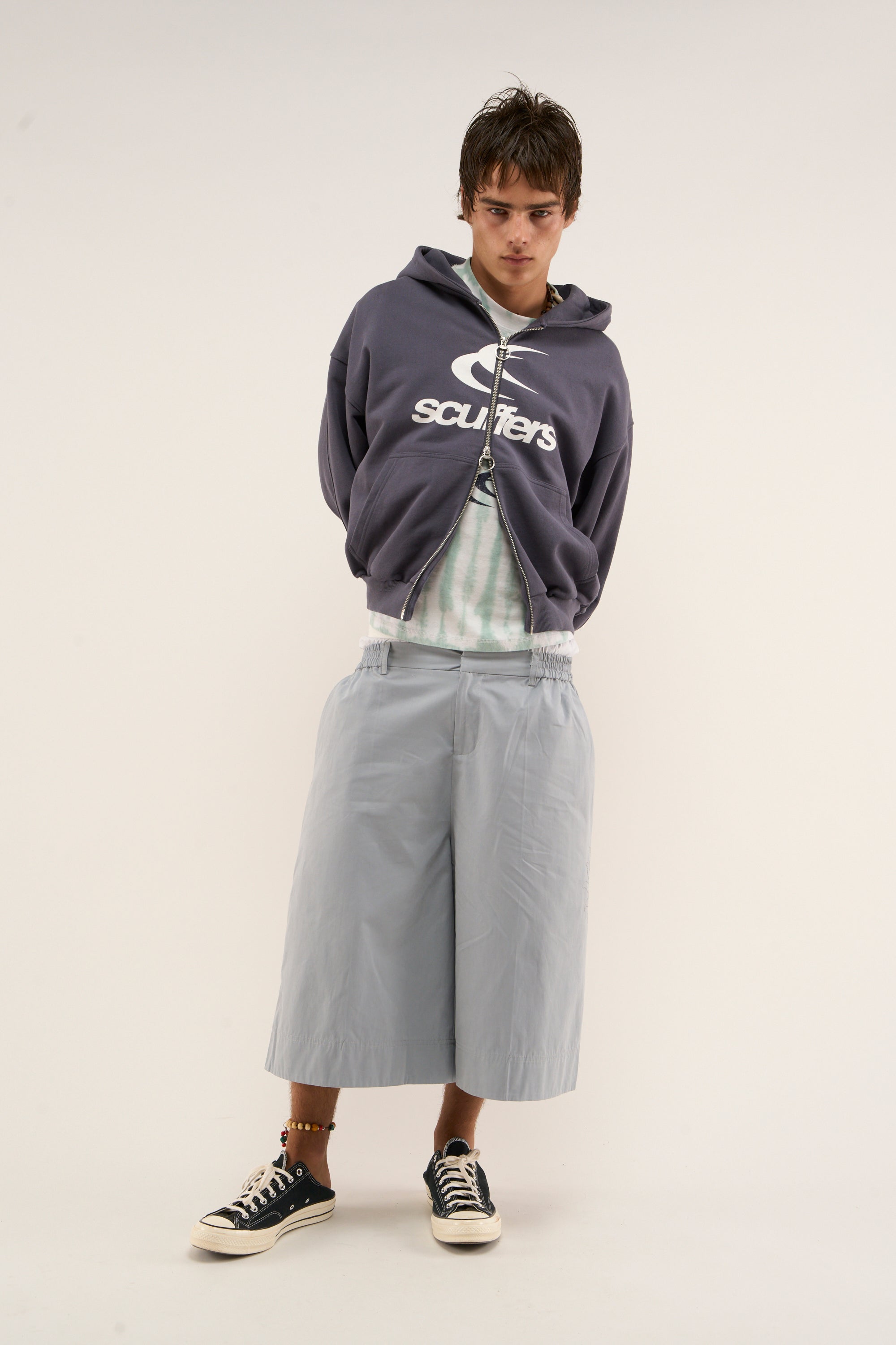 Logo Navy Zipped Hoodie