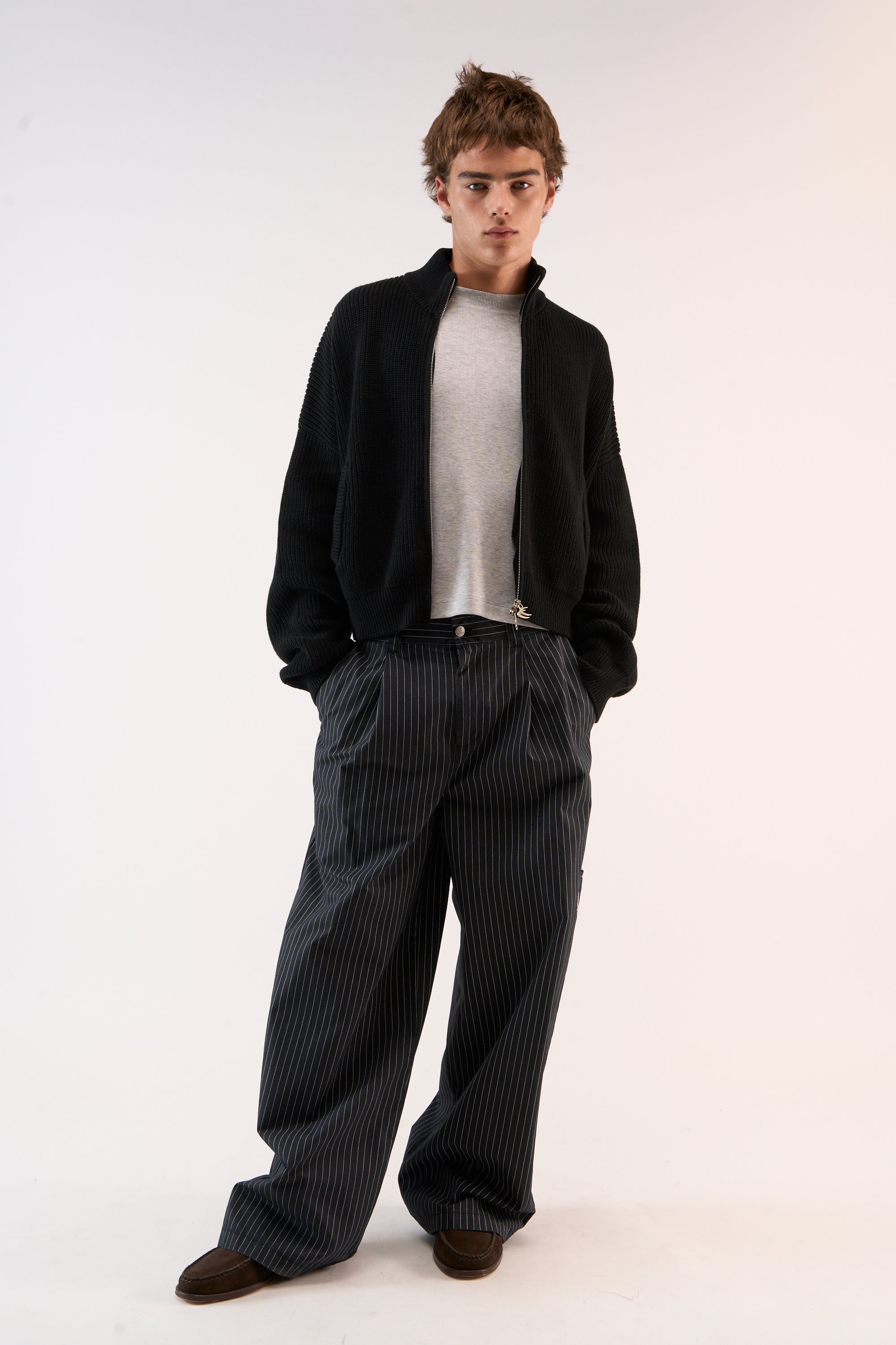 Delore Black Knit Zipper