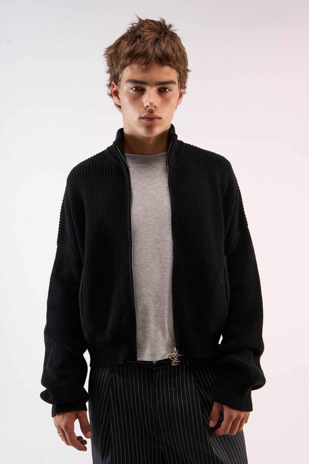 Delore Black Knit Zipper