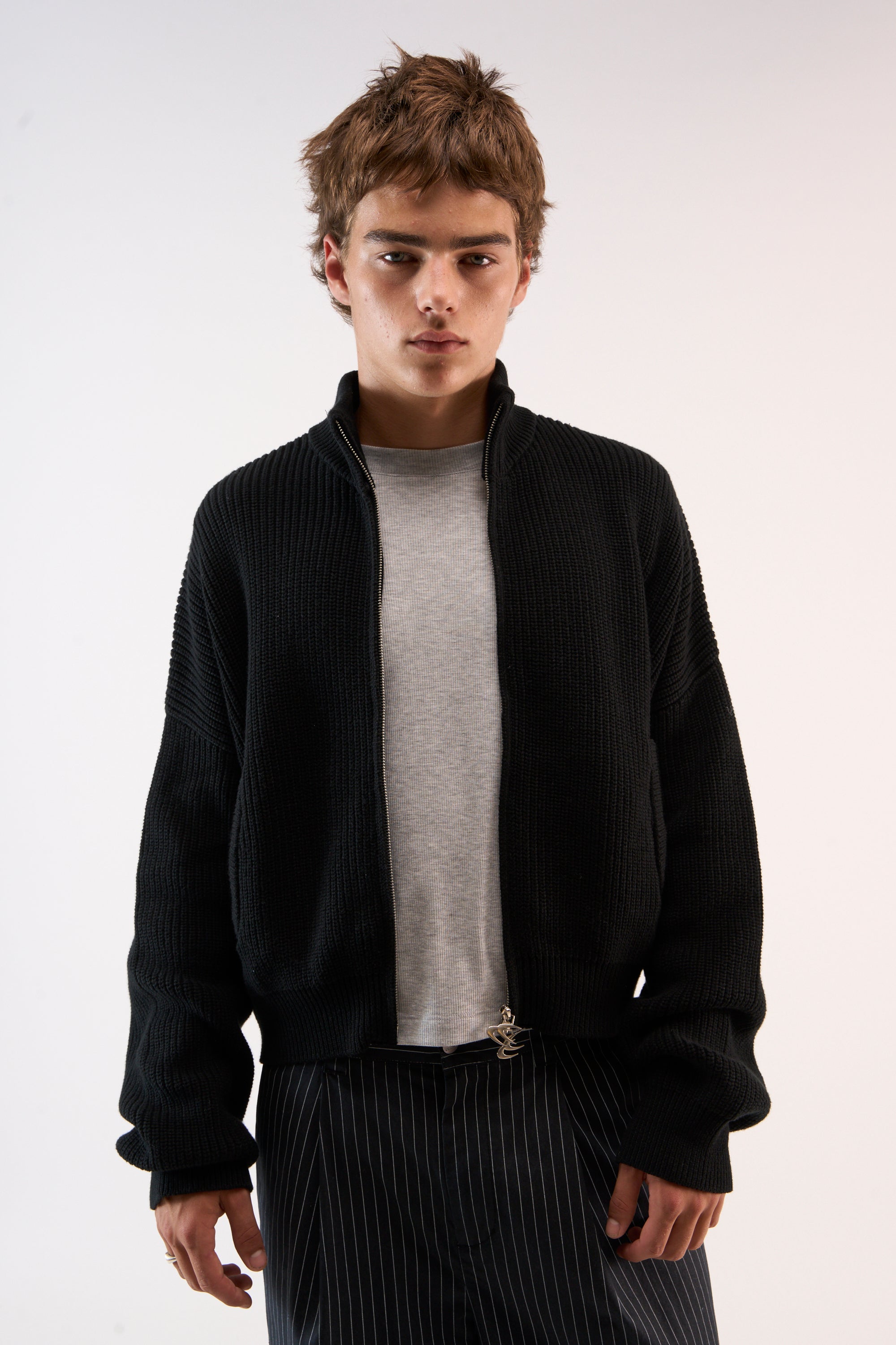 Delore Black Knit Zipper