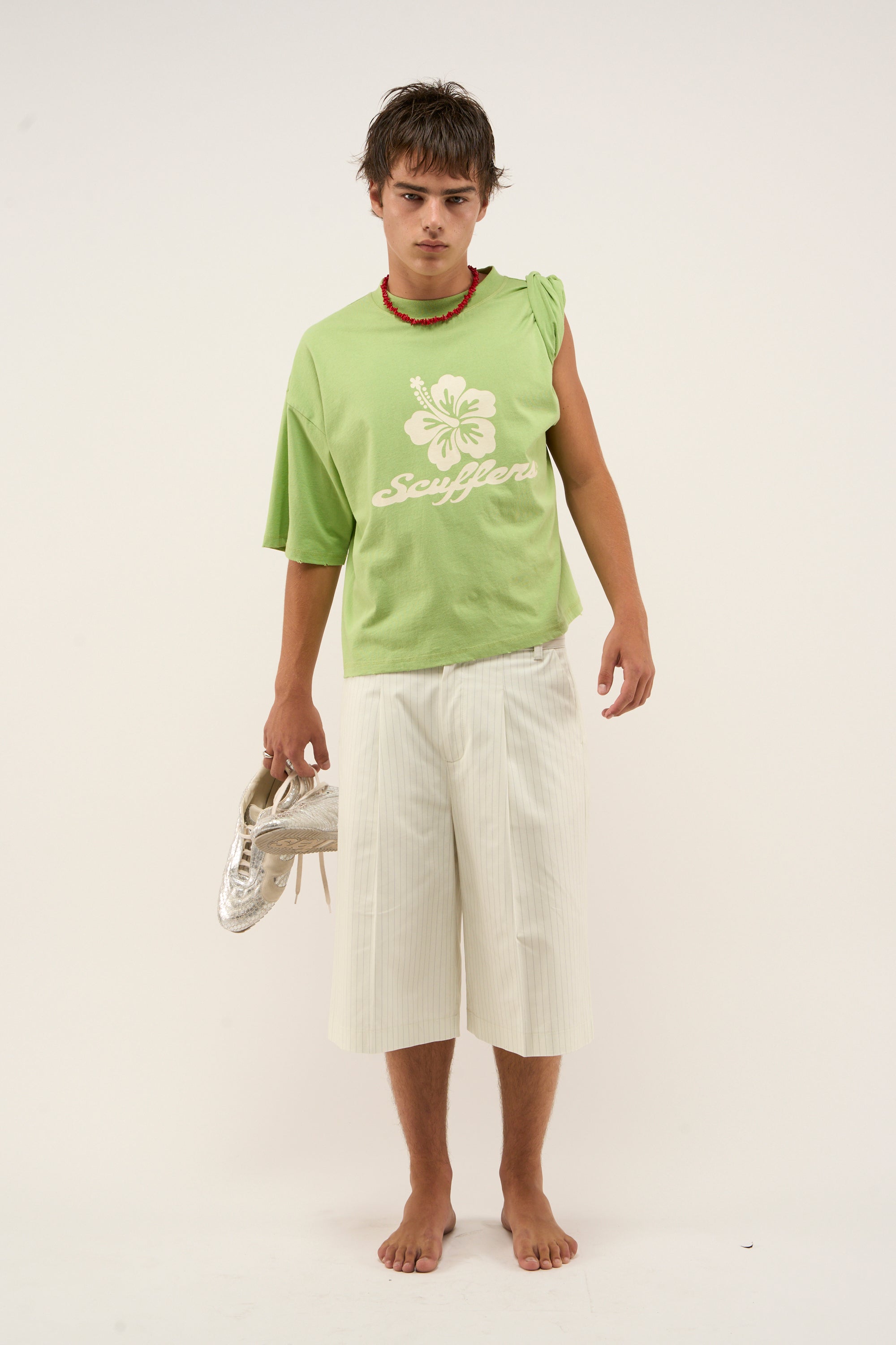 Maison Ecru Pinstripe Shorts