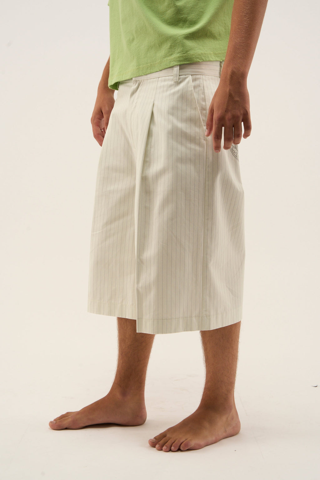 Maison Ecru Pinstripe Shorts