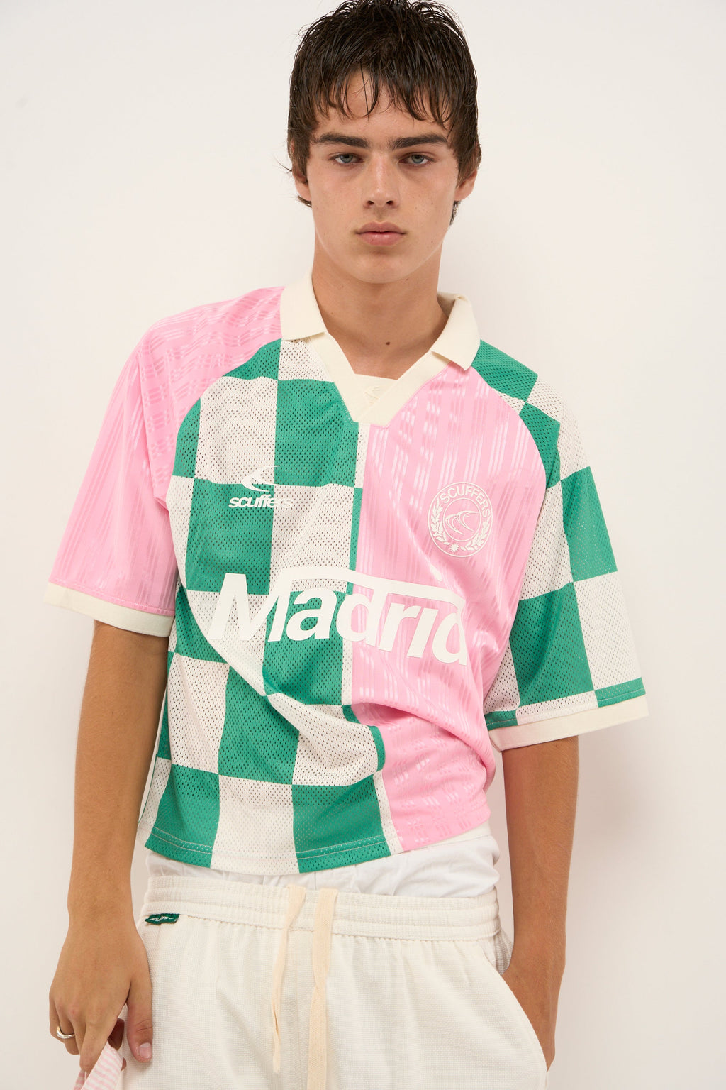 Madrid Pink & Checkered Football T-Shirt