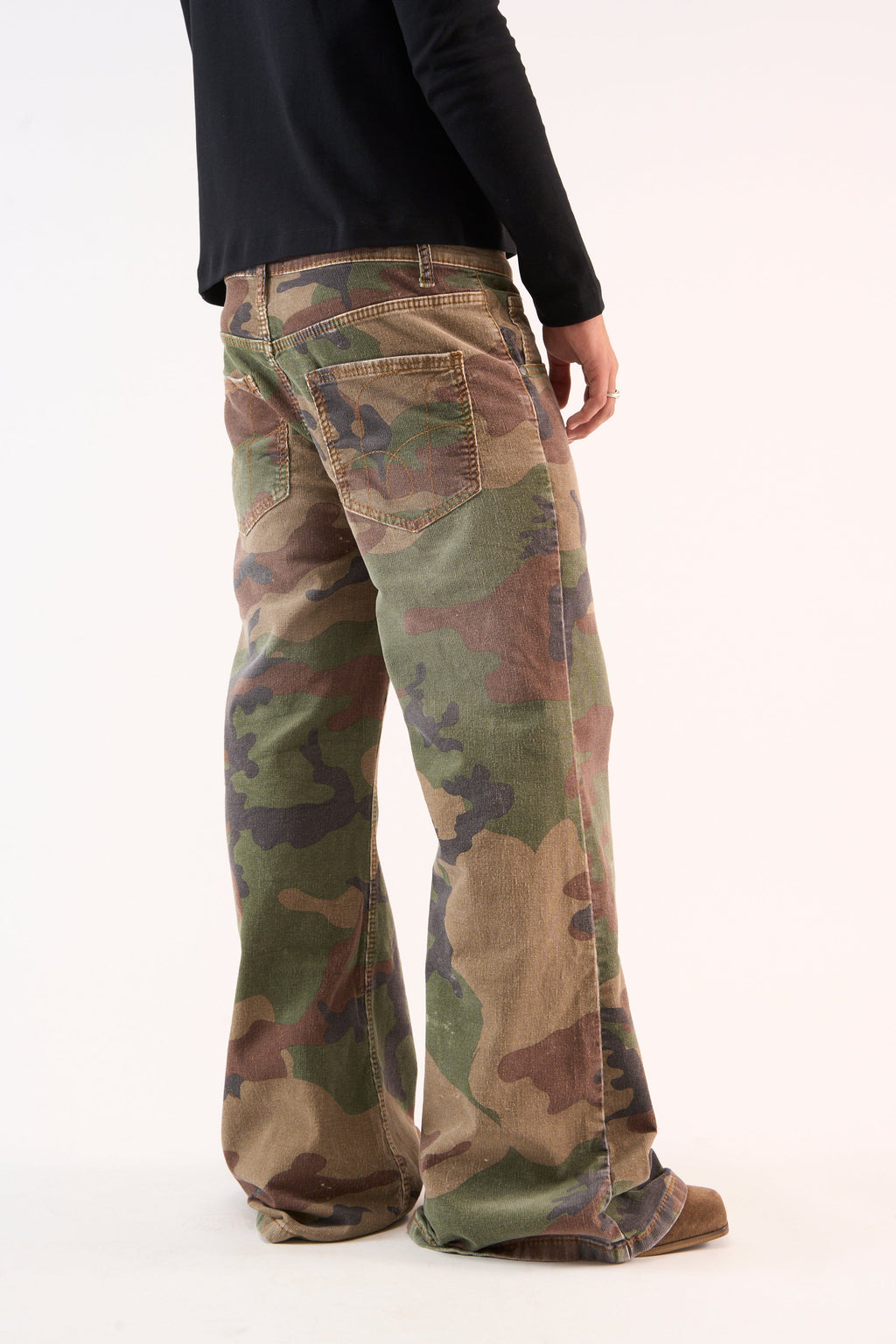 Corduroy Flared Camo Pants