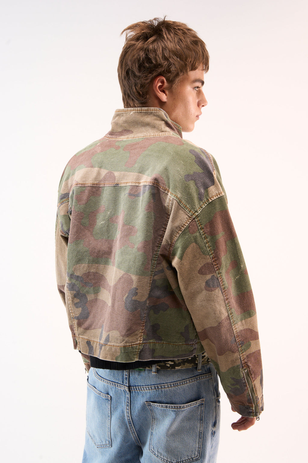 Corduroy Flared Camo Jacket
