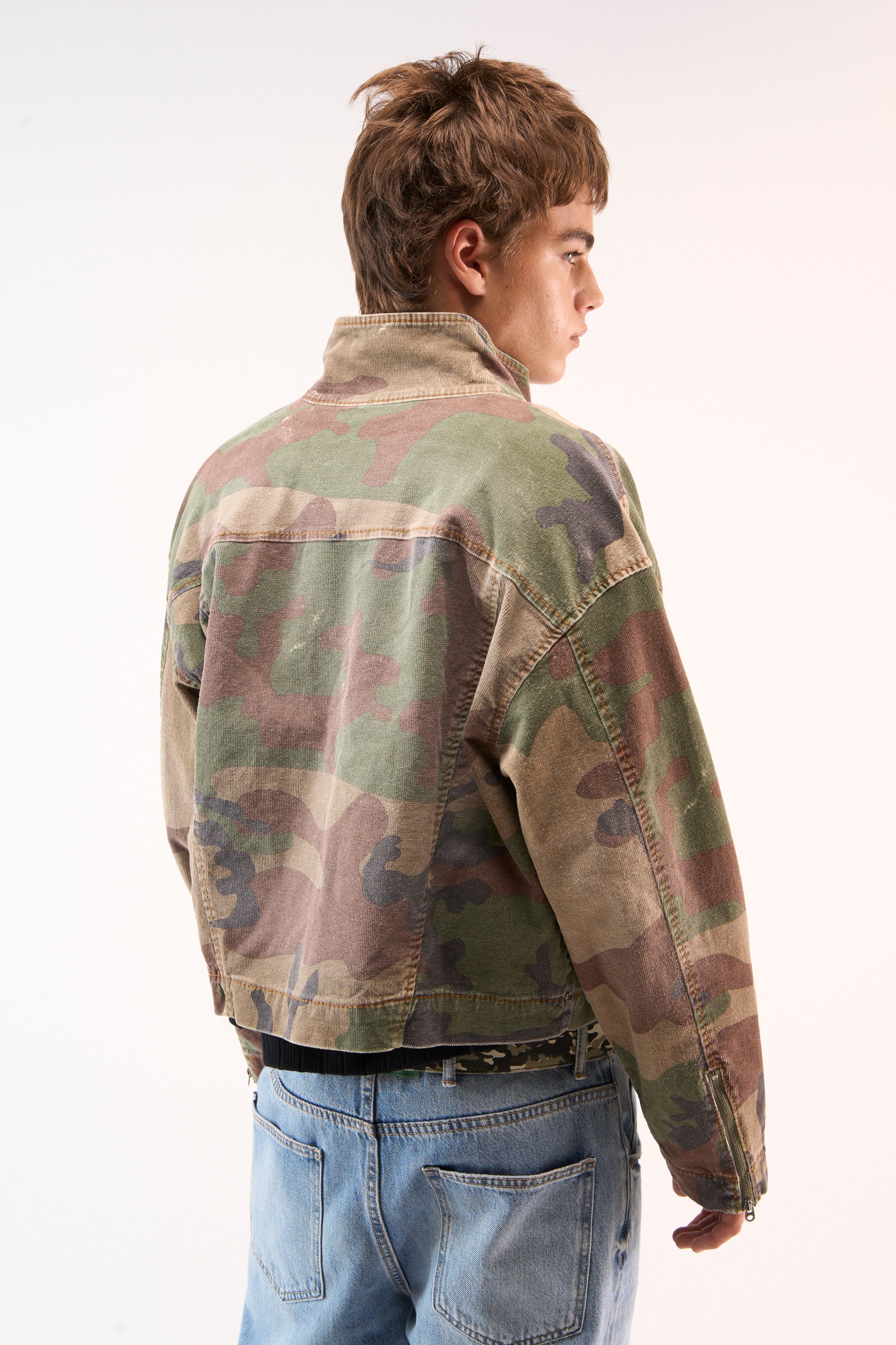 Corduroy Flared Camo Jacket
