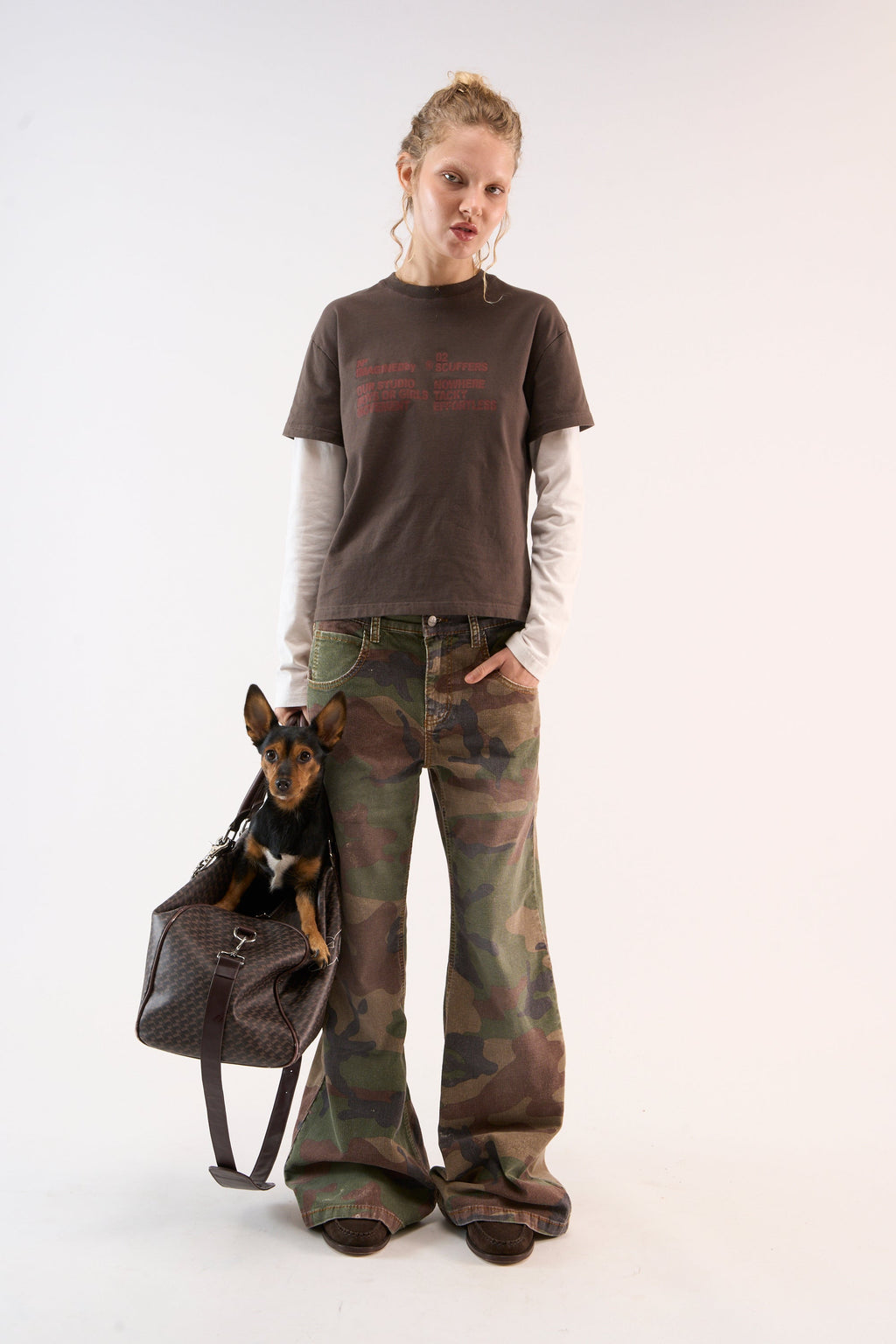 Corduroy Flared Camo Pants