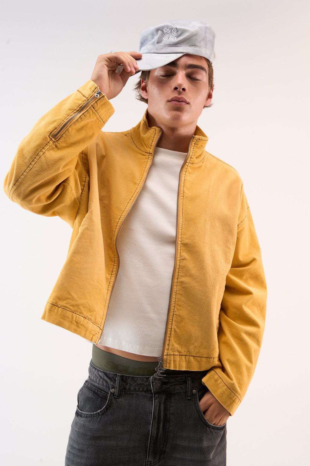 Corduroy Flared Yellow Jacket