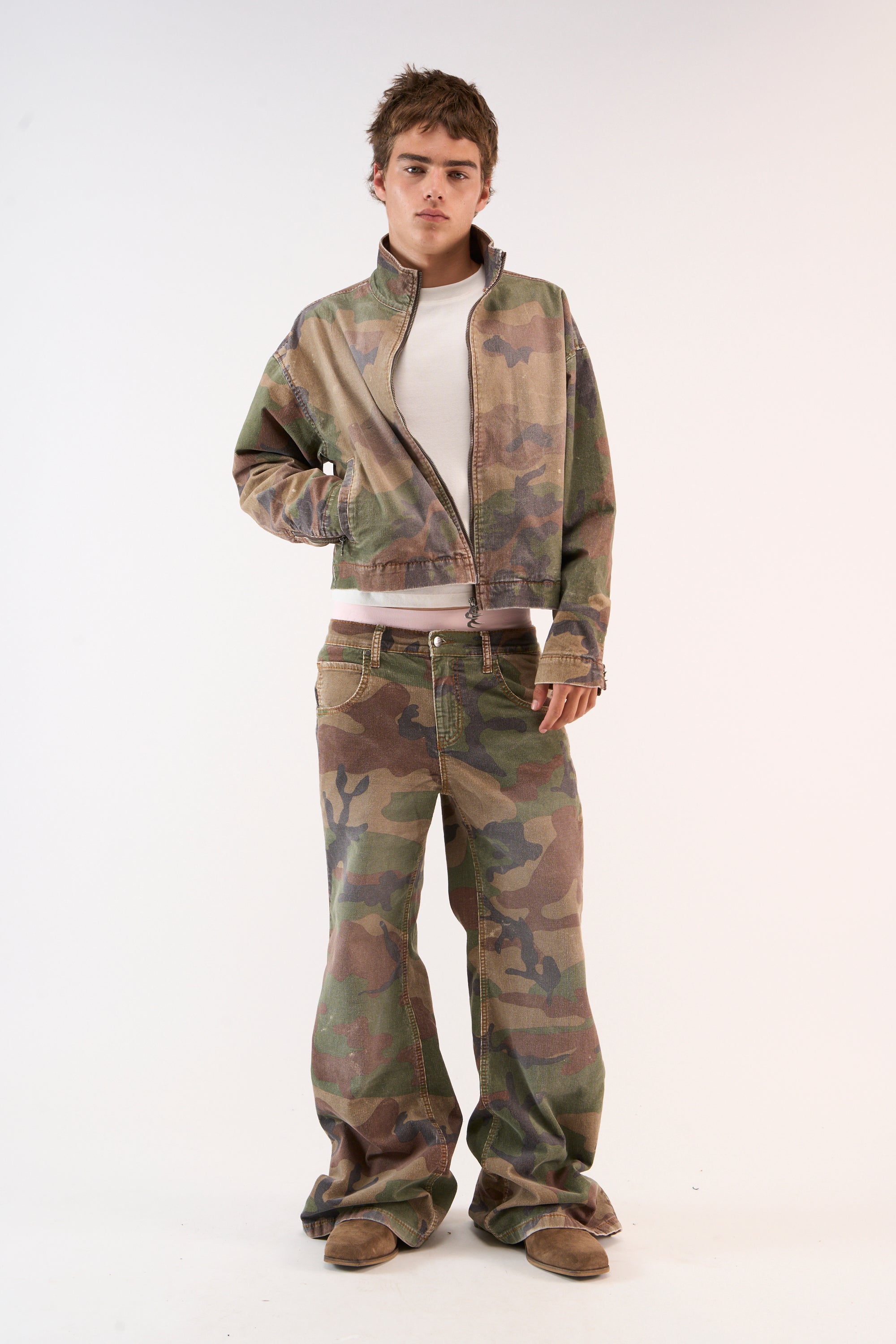 Corduroy Flared Camo Jacket