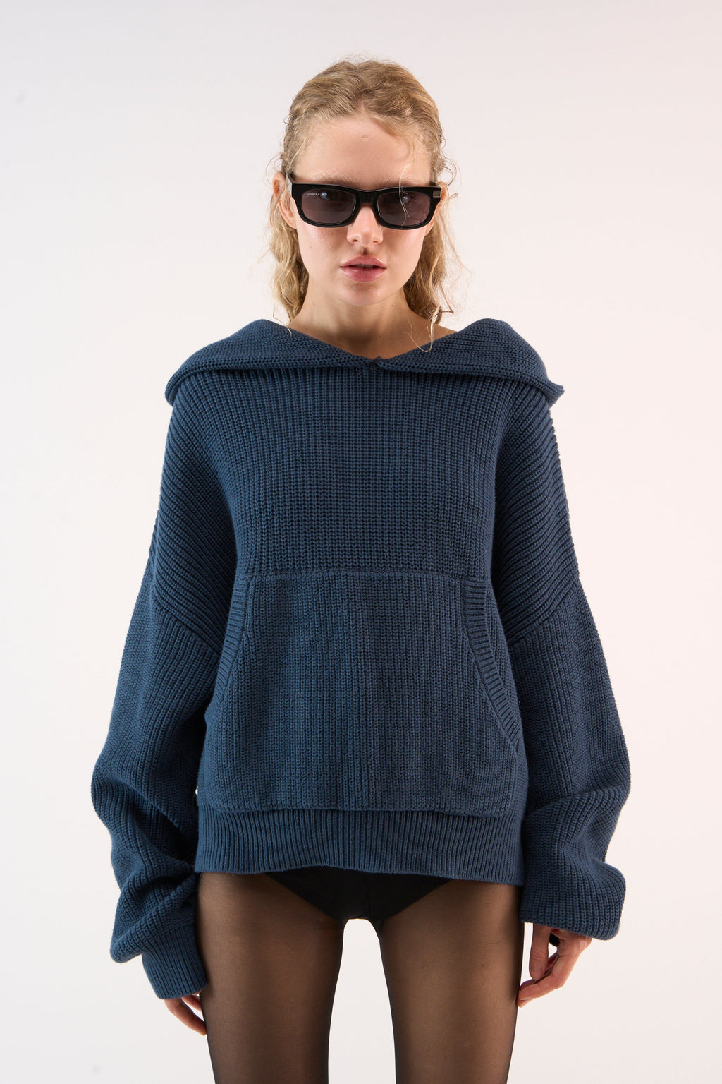 Bawdy Navy Knit Hoodie