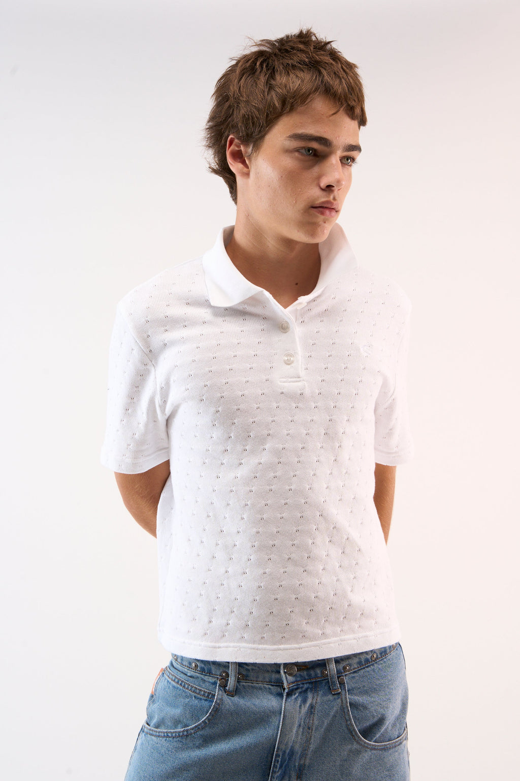 Openwork White Polo