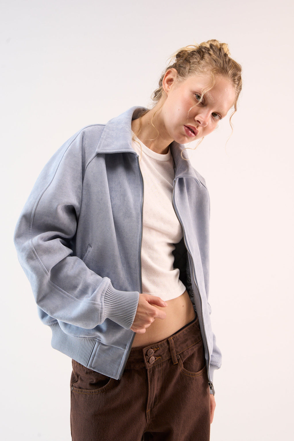 Suede Blue Raw Jacket