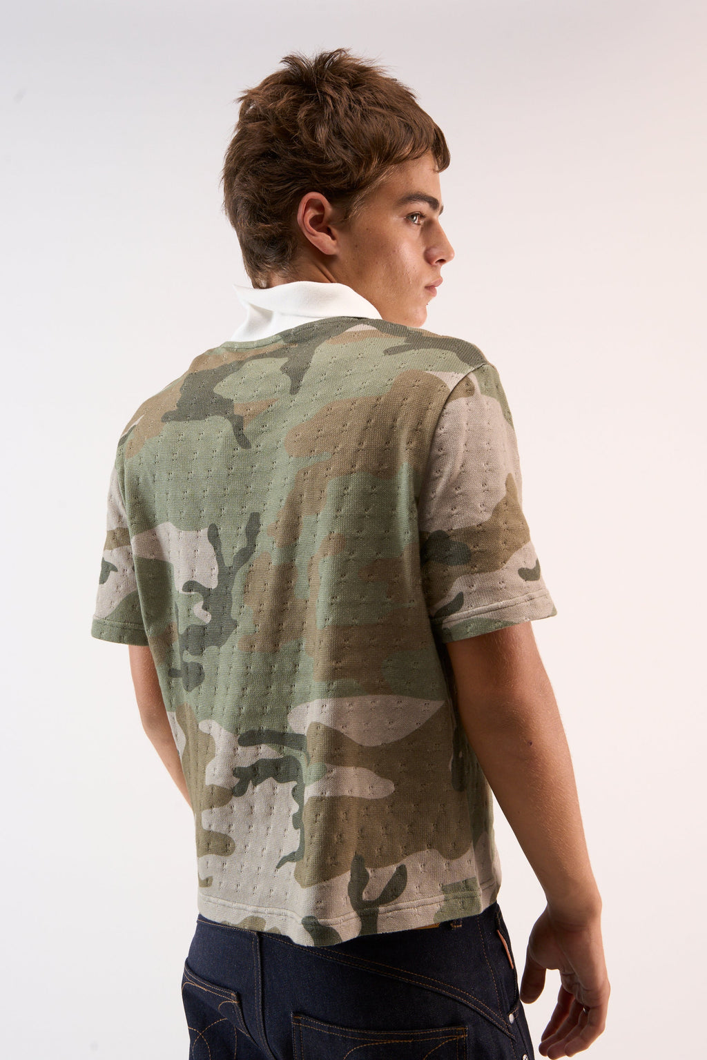 Openwork Camo Polo