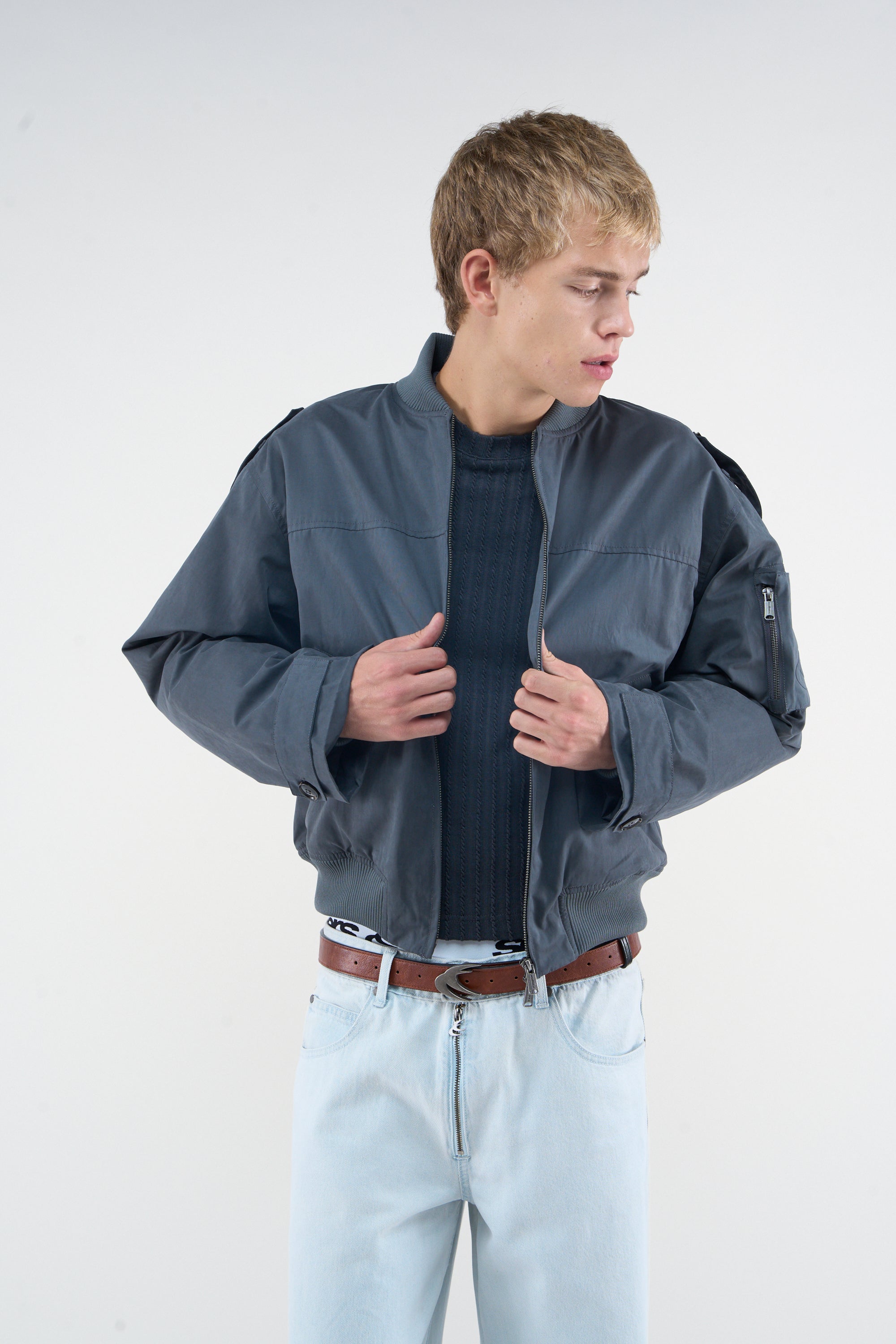 London Dark Grey Bomber Jacket