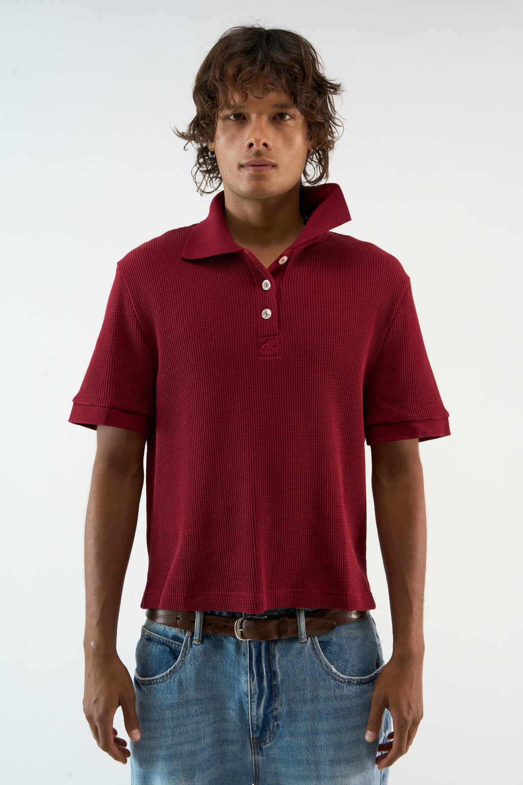 Waffle Burgundy Polo