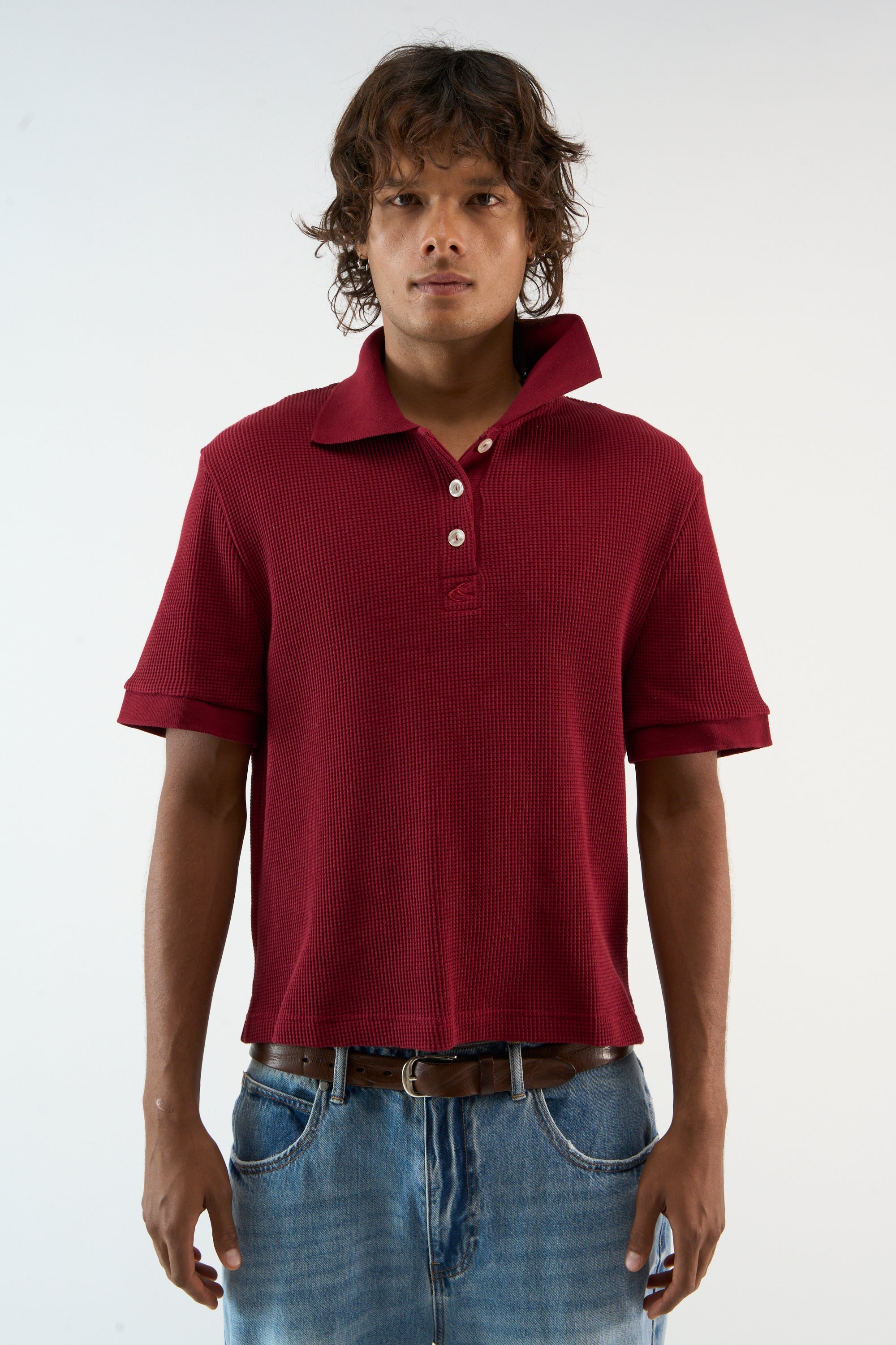 Waffle Burgundy Polo