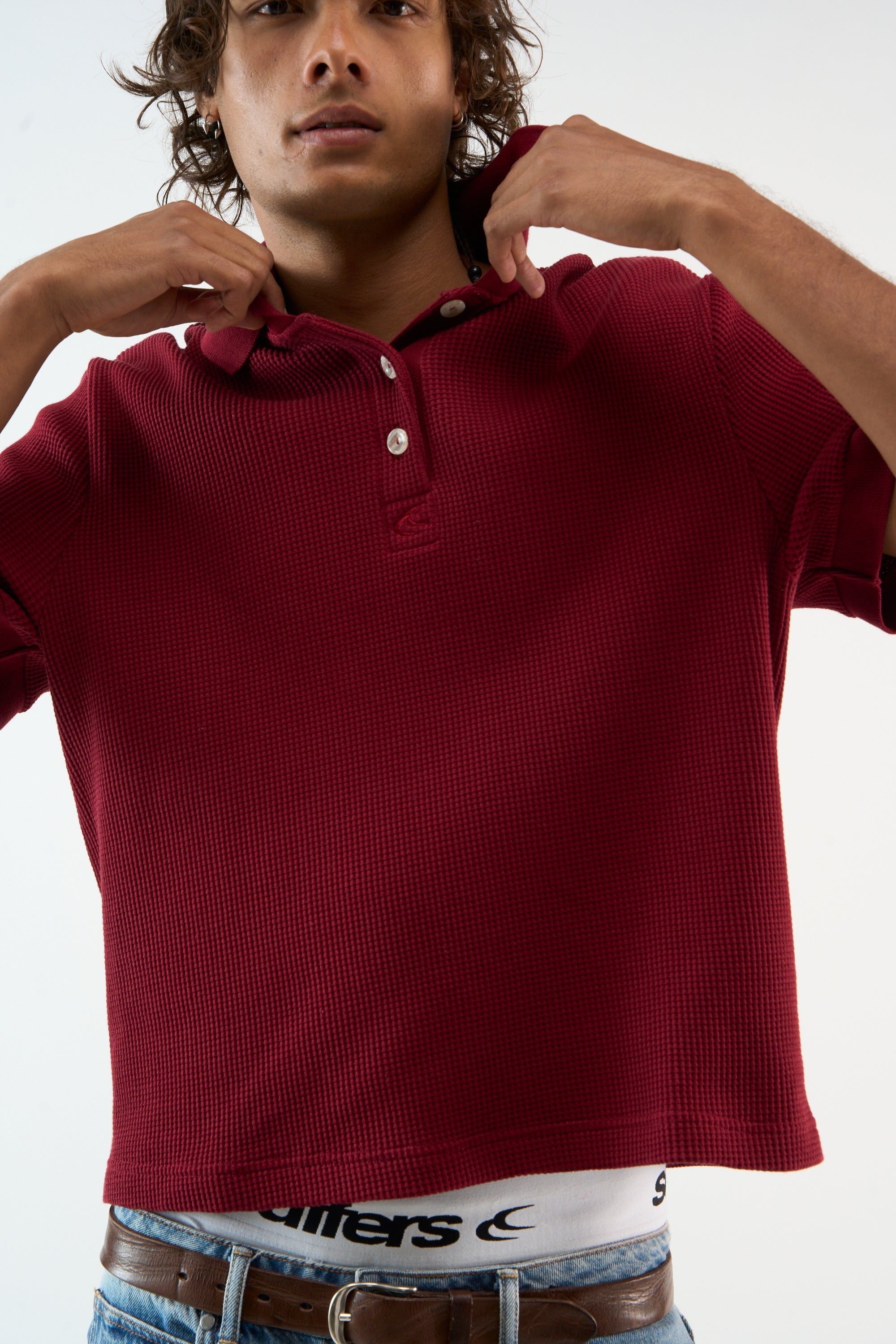 Waffle Burgundy Polo