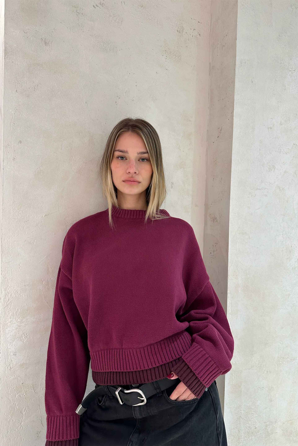 Double Burgundy Knit