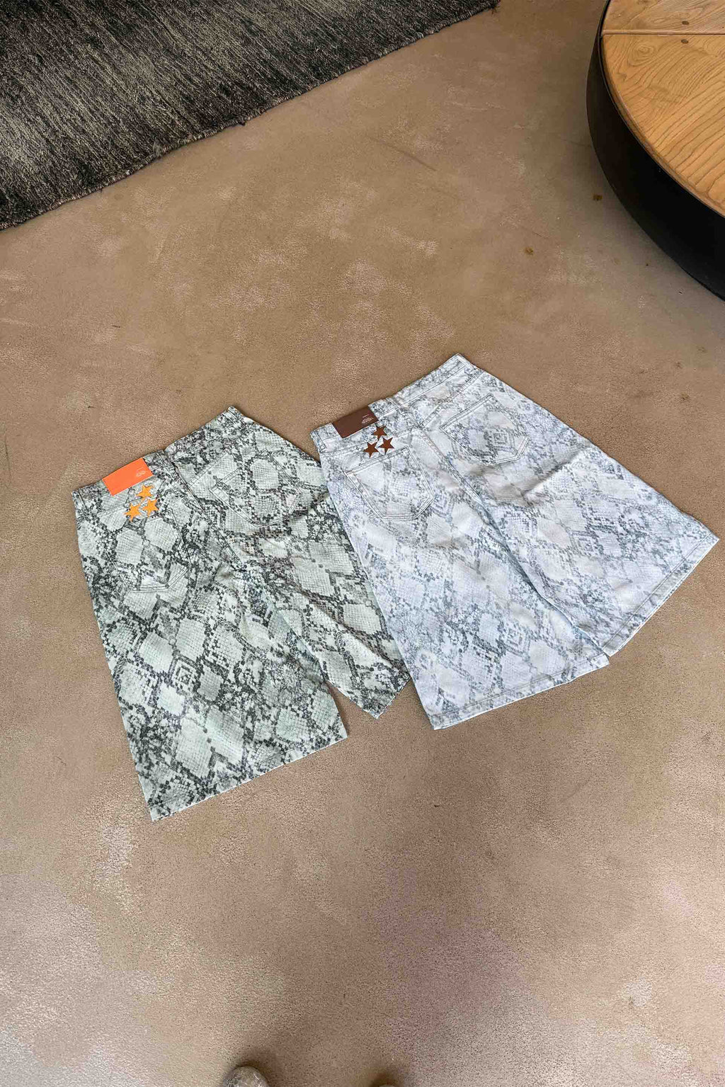 Jumbo Light Blue Snakeprint Shorts