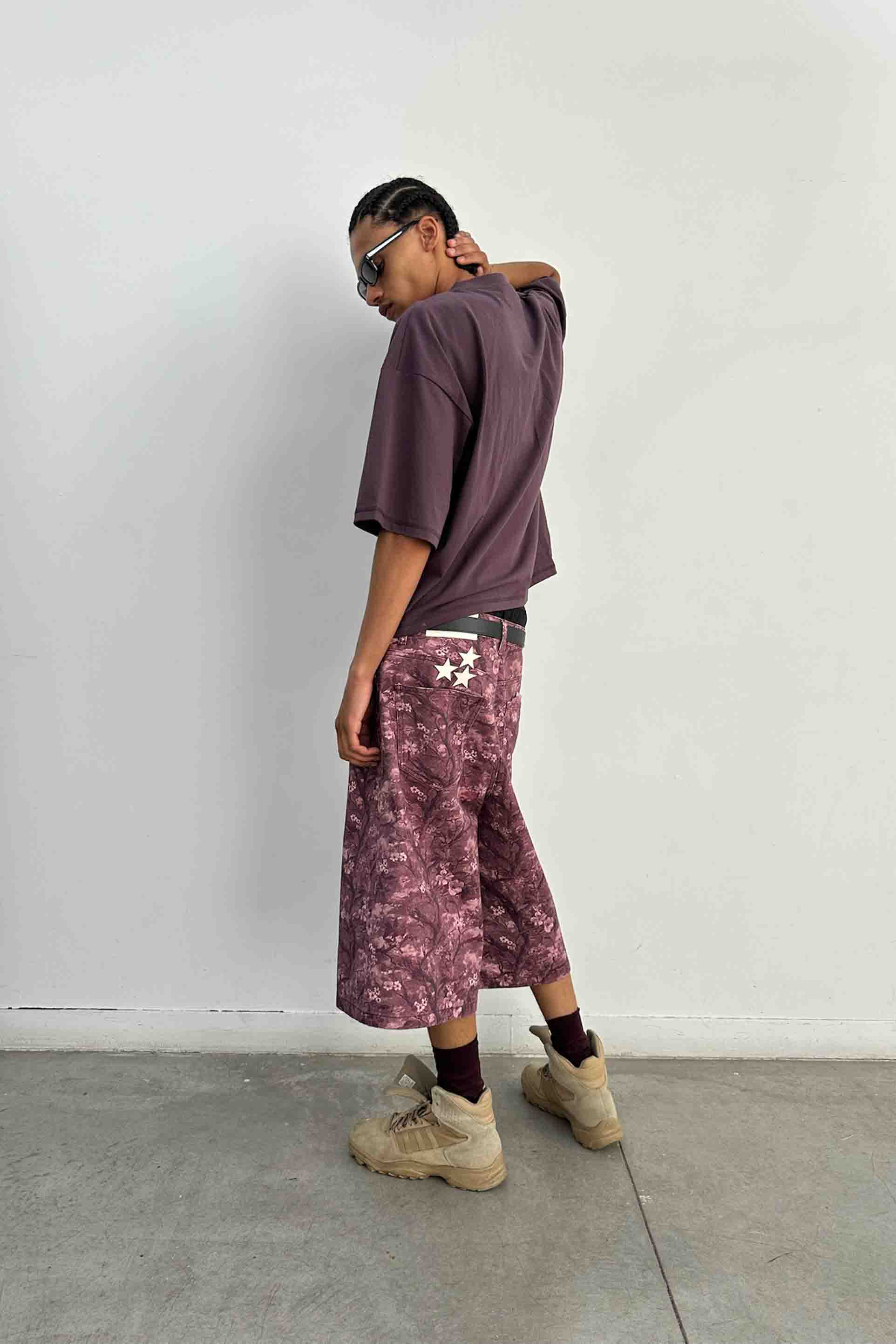 Real Flower Burgundy Jumbo Shorts