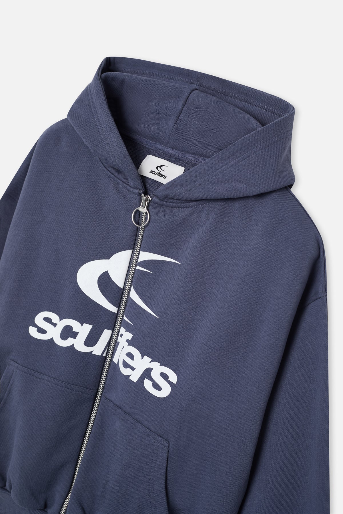 Logo Navy Zipped Hoodie