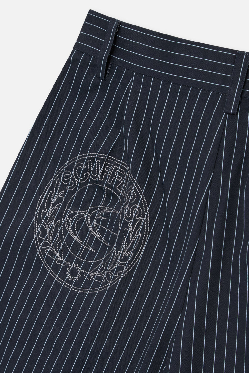 Maison Navy Pinstripe Shorts