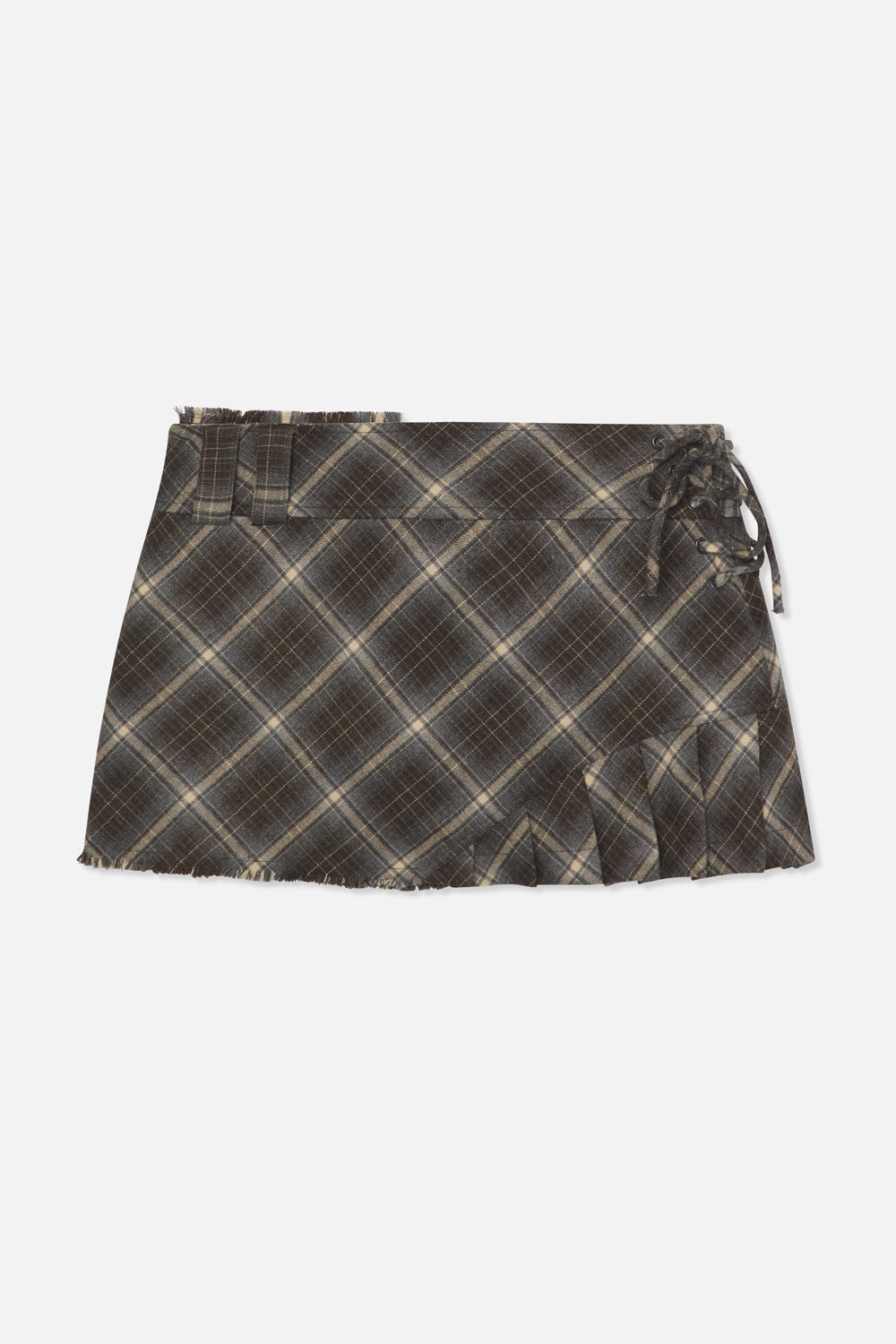 Pleat Blue Checkered Skirt