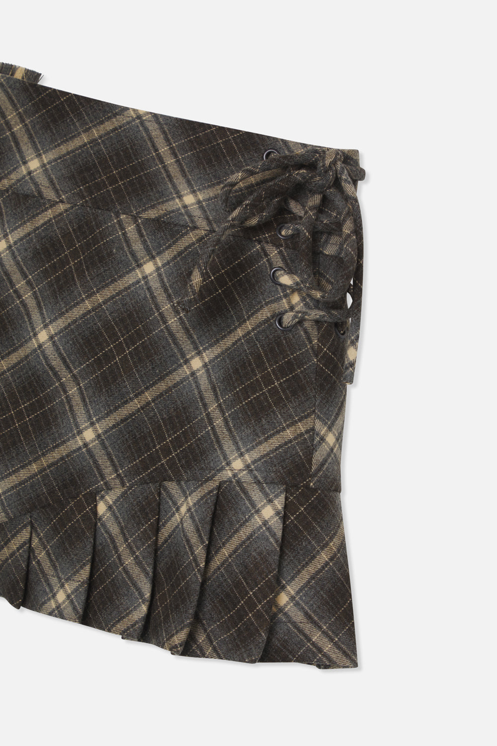 Pleat Blue Checkered Skirt