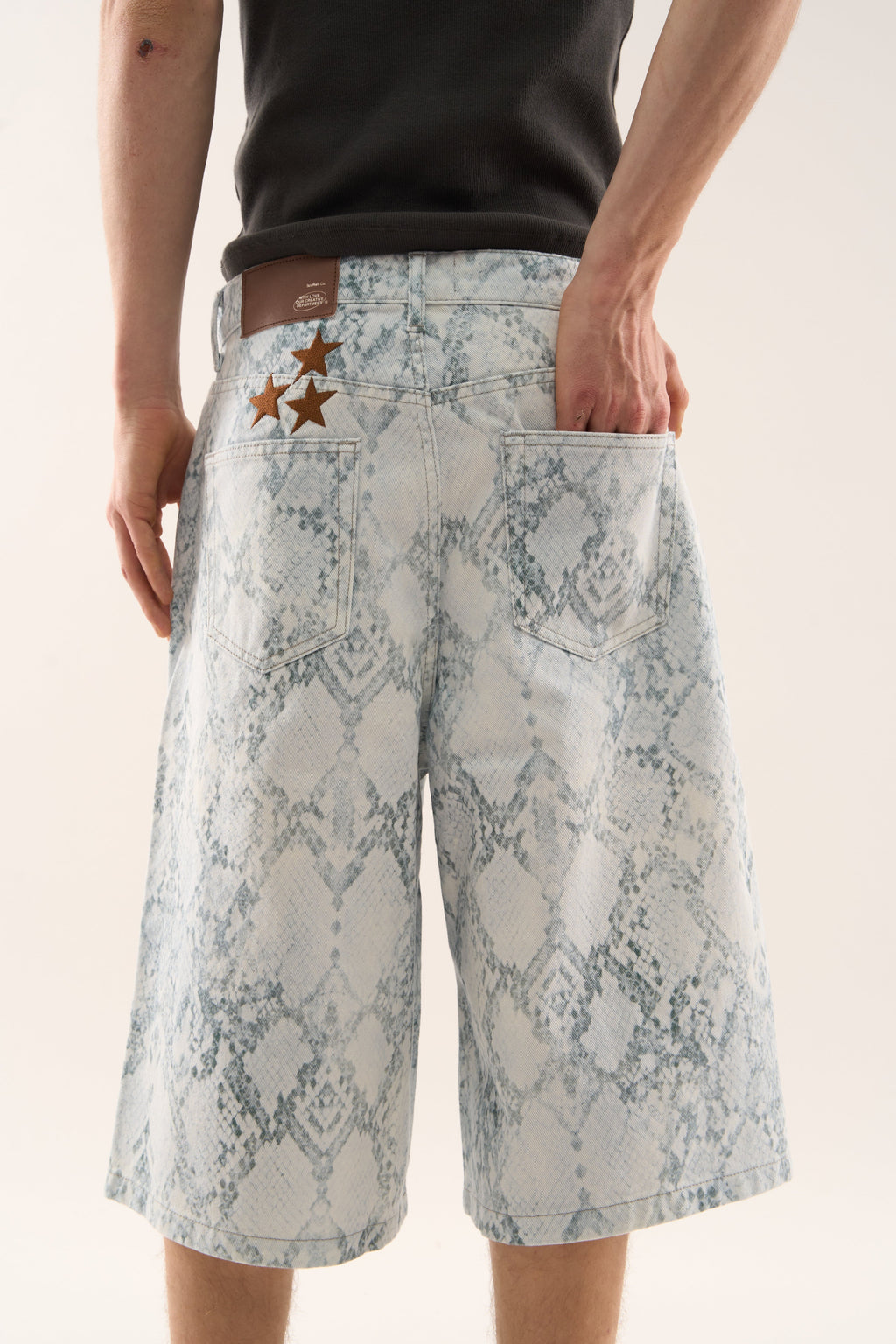 Jumbo Light Blue Snakeprint Shorts