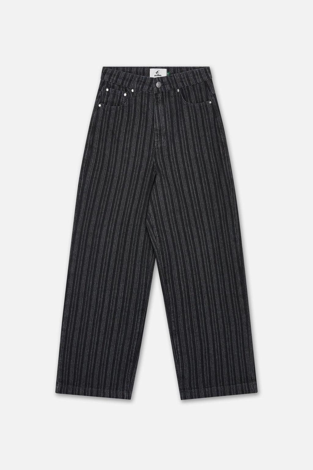 Striped Black Denim Pants